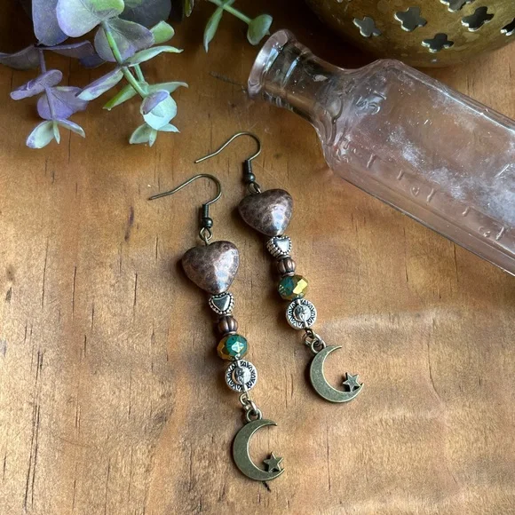 Hearts, Sun & Moon Boho Earrings - Picture 11 of 13